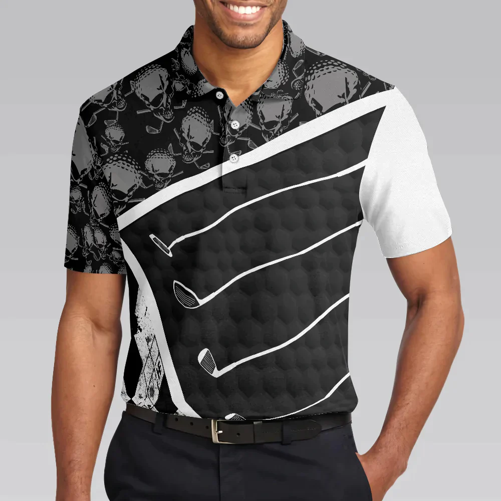 Men Golf Polo Shirt - Life Is Full Of Important Choices, Black And White Skull Men Golf Polo Shirt - Perfect Polo Shirt For Men, Golfers - Image 5
