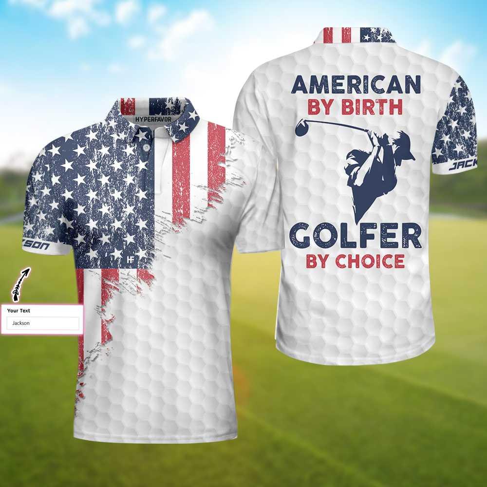 Men Golf Polo Shirt - Personalized American Flag 4th of july Golf Custom Polo Shirt, Customized Golfers Gift, American Flag - Perfect Gift For Men