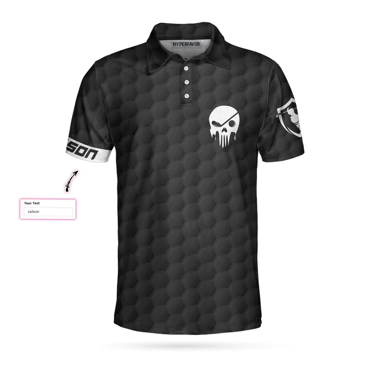 Men Golf Polo Shirt - Personalized Black Skull Golfing Men Polo Shirt, Grass Destroyer Custom Polo Shirt Design, Golf Gift Idea For Men, Golfers - Image 3
