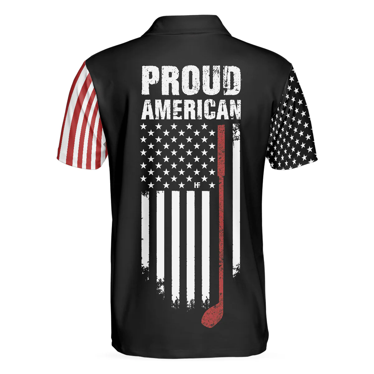 Men Golf Polo Shirt - Proud American Golf Polo Shirt, Dark Theme American Flag Polo Shirt, Patriotic Golf Shirt For Men, Golfers - Image 2