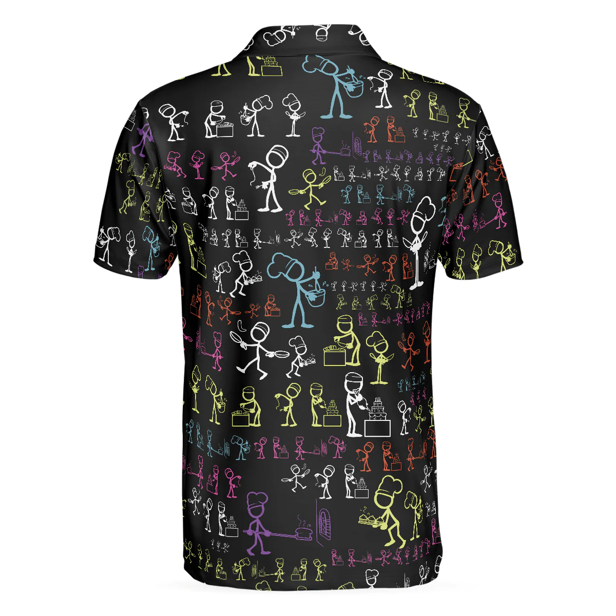 Men Golf Polo Shirt - Stickfigures Chef Polo Shirt, Doodling Cooking Polo Shirt, Best Chef Shirt For Men - Perfect Gift For Men, Golfers - Image 3