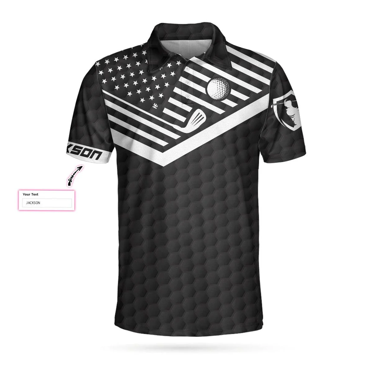 Men Golf Polo Shirt - Sun Sand and Swing Custom Polo Shirt, Personalized Black American Flag Golf Shirt - Perfect Gift For Men, Golf Lover