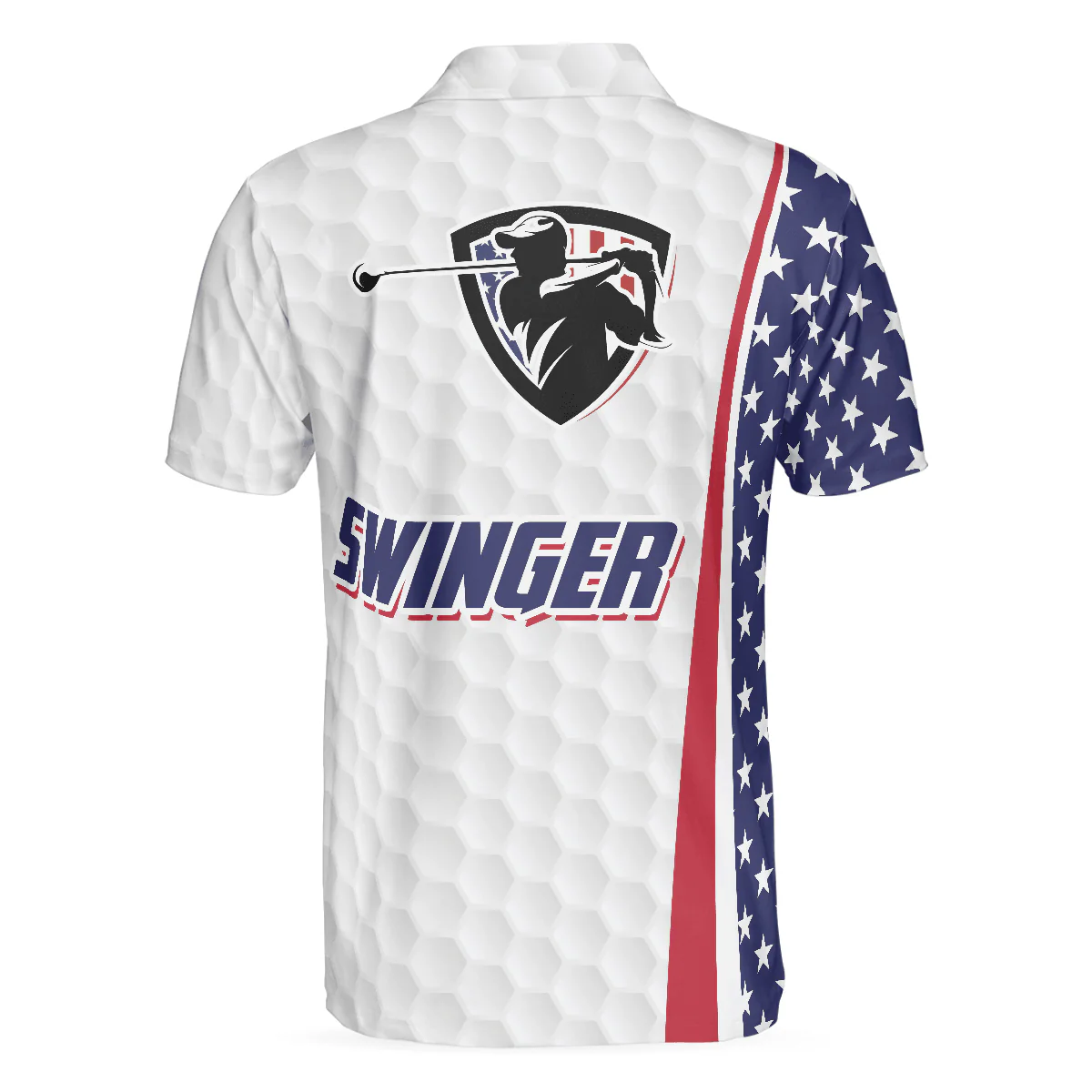 Men Golf Polo Shirt - Swinger Skull Golf Polo Shirt, Golf Pattern American Flag Polo Shirt, Best Golf Shirt For Men - Perfect Gift For Men, Golfers - Image 2