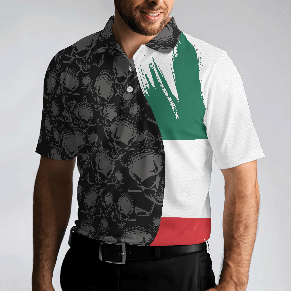 Men Golf Polo Shirt - Tacos & Golf Polo Shirt, Skull Pattern Golfing Shirt Design, Tacos Golf Shirt - Perfect Gift For Men, Golfers - Image 4