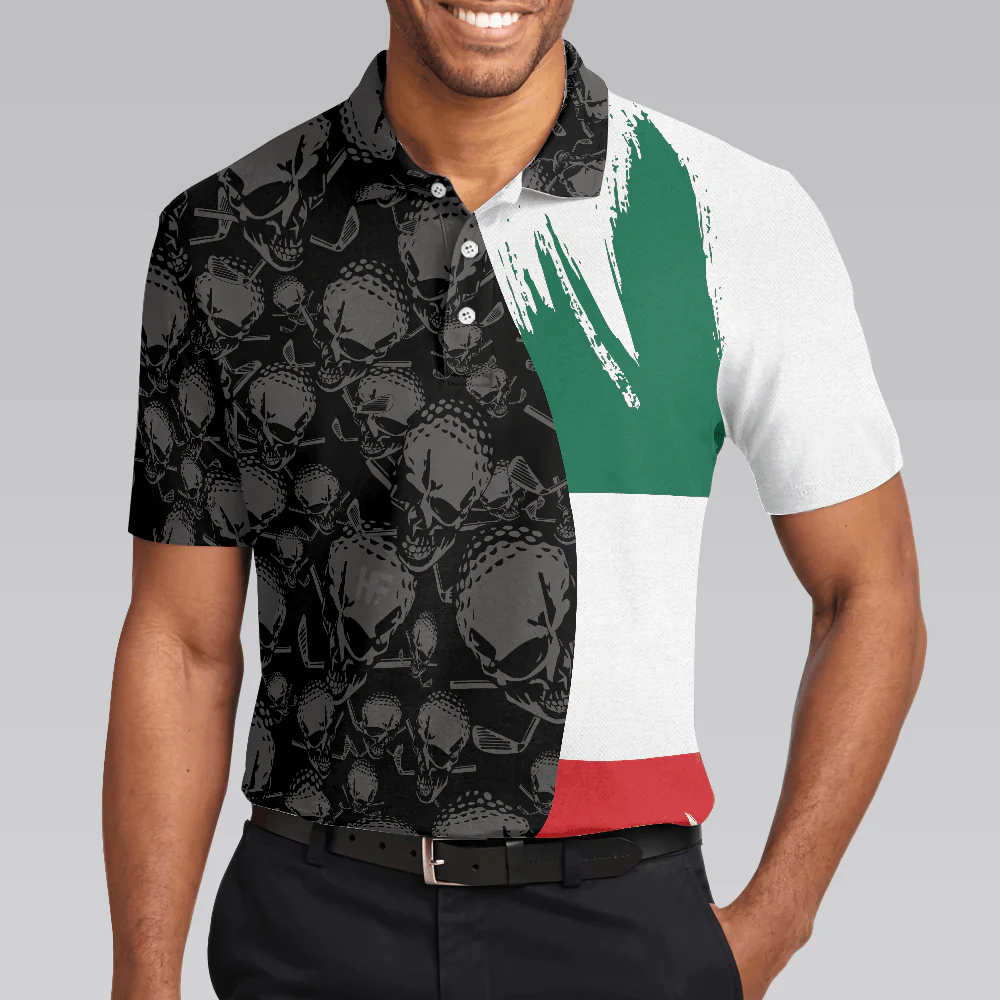 Men Golf Polo Shirt - Tacos & Golf Polo Shirt, Skull Pattern Golfing Shirt Design, Tacos Golf Shirt - Perfect Gift For Men, Golfers - Image 5