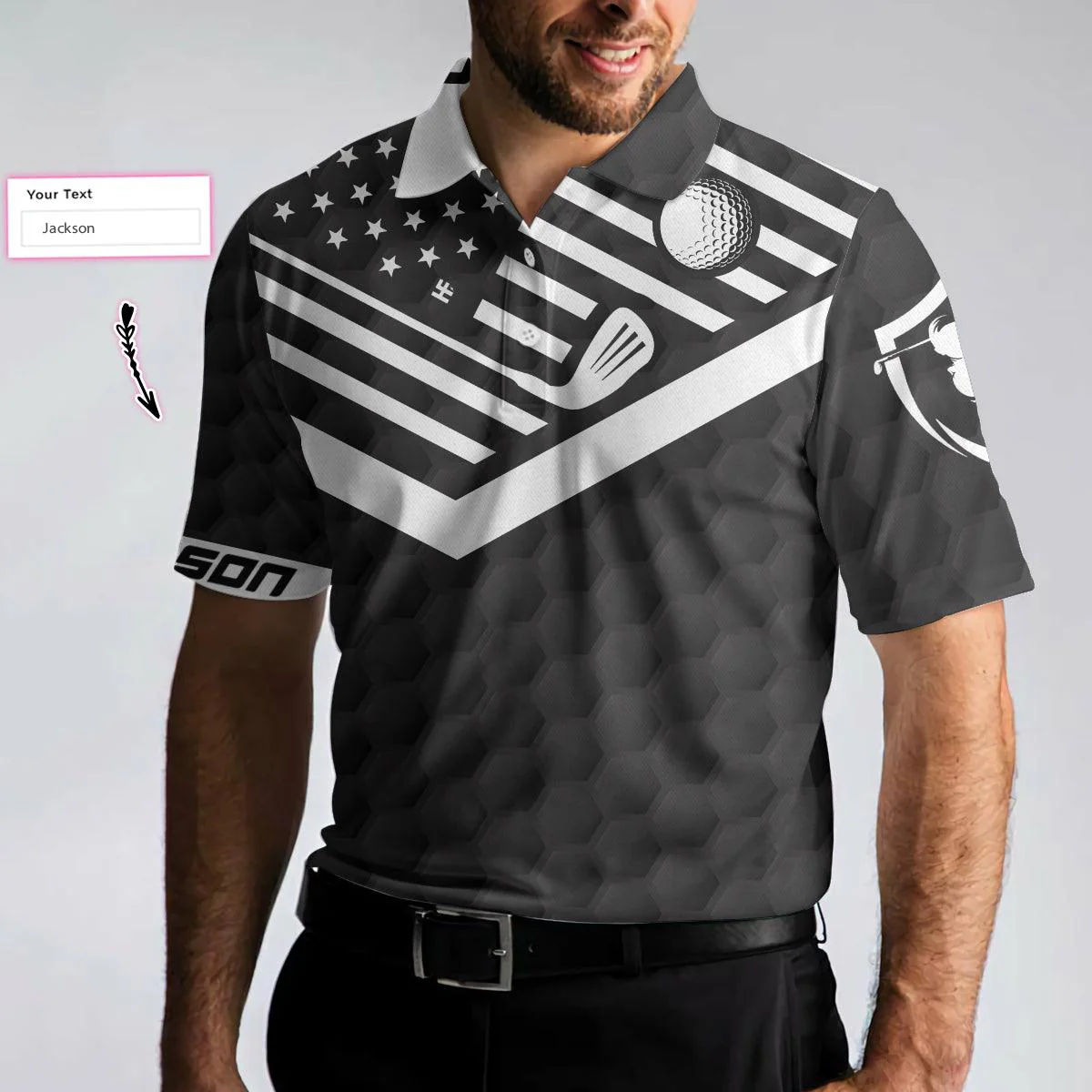 Men Golf Polo Shirt - Tap Tap Taperoo Custom Polo Shirt, Personalized Black American Flag Golf Shirt - Perfect Gift For Men, Golf Lover - Image 4