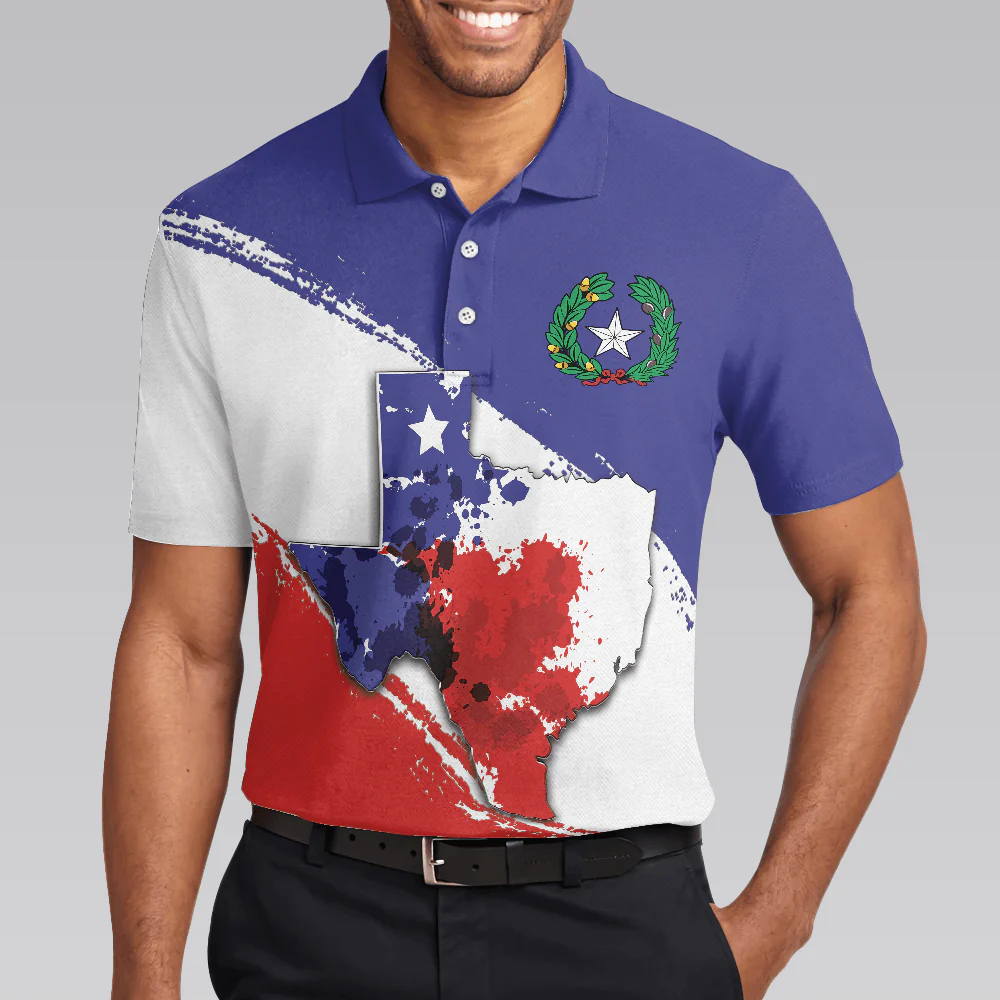 Men Golf Polo Shirt - Texas Flag All Over Print Polo Shirt For Golf,Texas Map And Flag Polo Shirt,Texas Proud Shirt For Men - Perfect Gift For Men, Golfers - Image 4