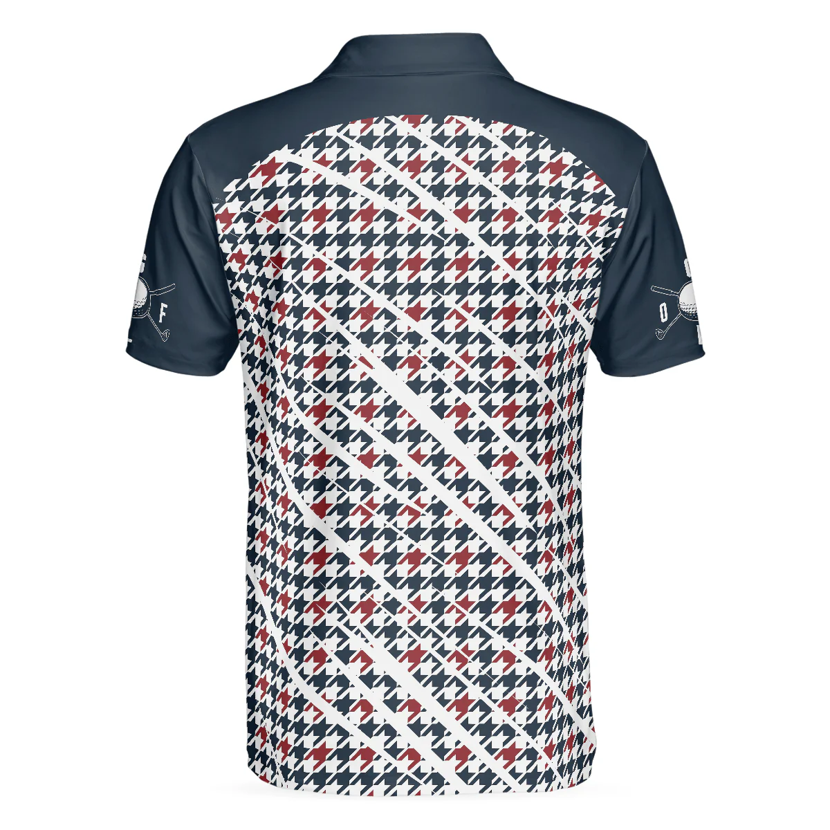 Men Golf Polo Shirt - Trendy Red & Blue Houndstooth Pattern Golf Shirt, Your Hole Is My Goal Polo Shirt - Perfect Gift For Men - Image 2
