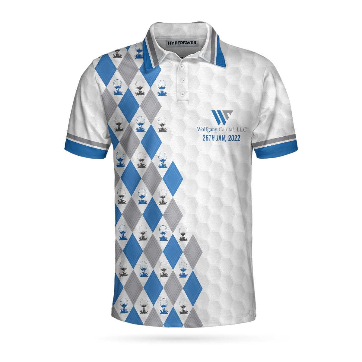 Men Golf Polo Shirt - Wolfgang Capital Argyle Pattern With Golf Ball On Tee Custom Men Golf Polo Shirt - Perfect Gift For Men, Golfers - Image 4