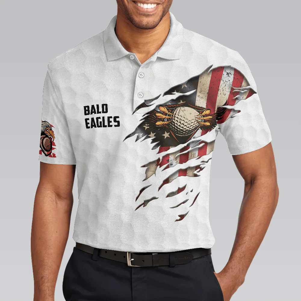 Men Polo Shirt - Bald Eagles Polo Shirt - Gift For Men - American Flag Shirt For Men - Image 4