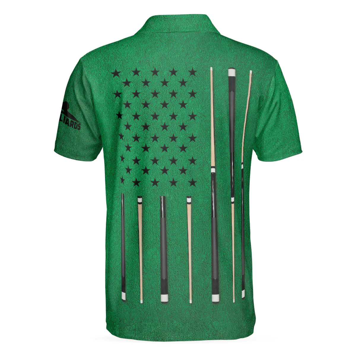 Men Polo Shirt - Billiards Green American Flag Polo Shirt, Unique Billiards Shirt For Men - Gift For Billiards Player- Cool Gift For Pool Players - Image 2