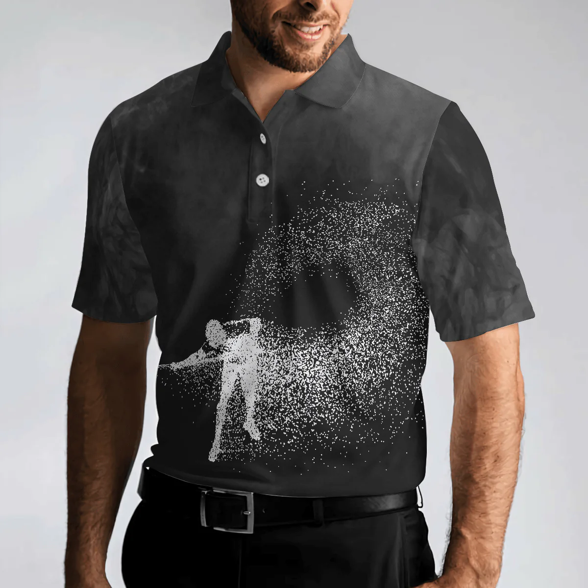 Men Polo Shirt - Billiards On Smoke Background Polo Shirt, Smoke Billiards Player Polo Shirt - Best Billiards Shirt For Men - Image 5