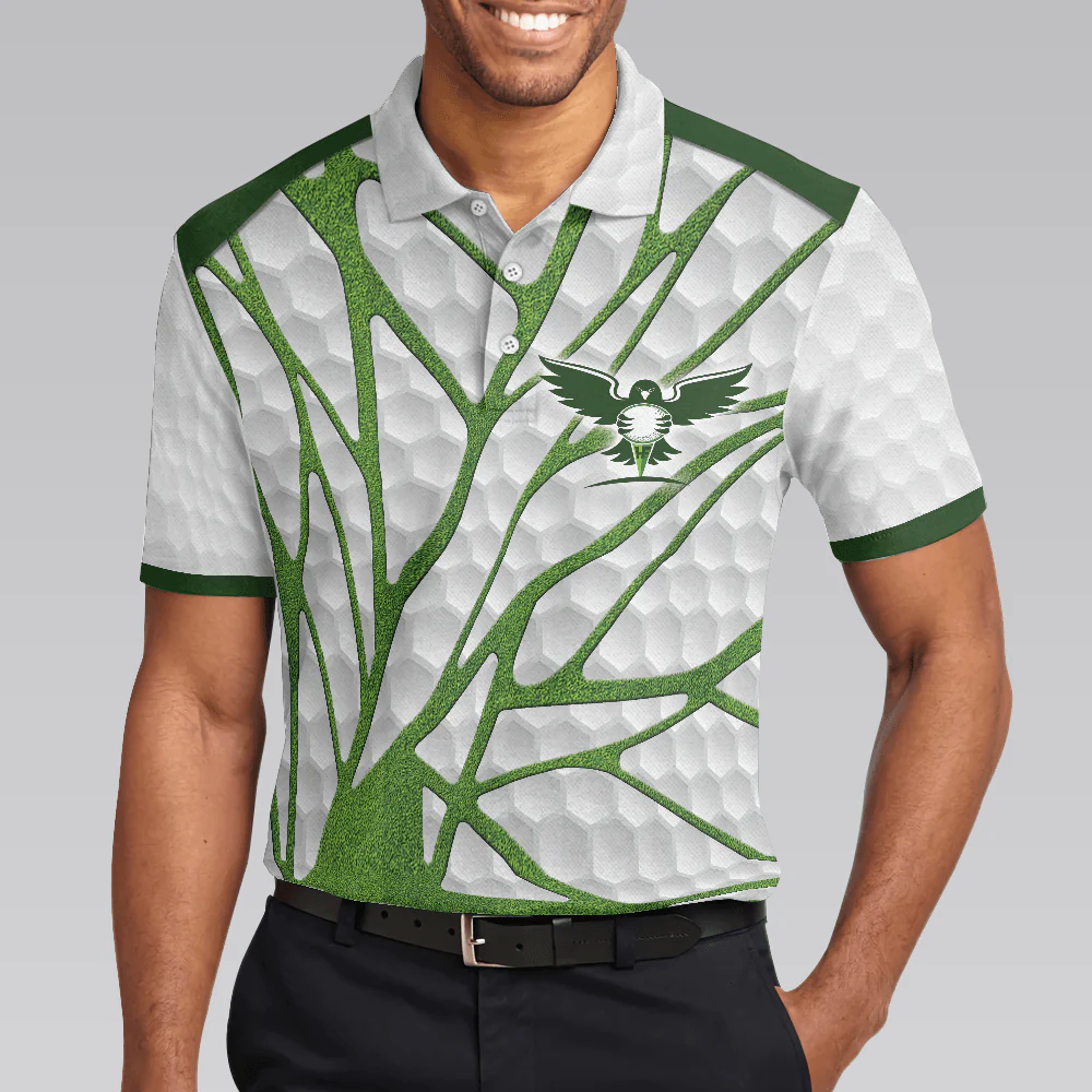 Men Polo Shirt - Birdie Chaser Golfer Golf Polo Shirt, White and Green Birdie Golfing Shirt For Men, Best Golf Gift for Golfers - Image 5