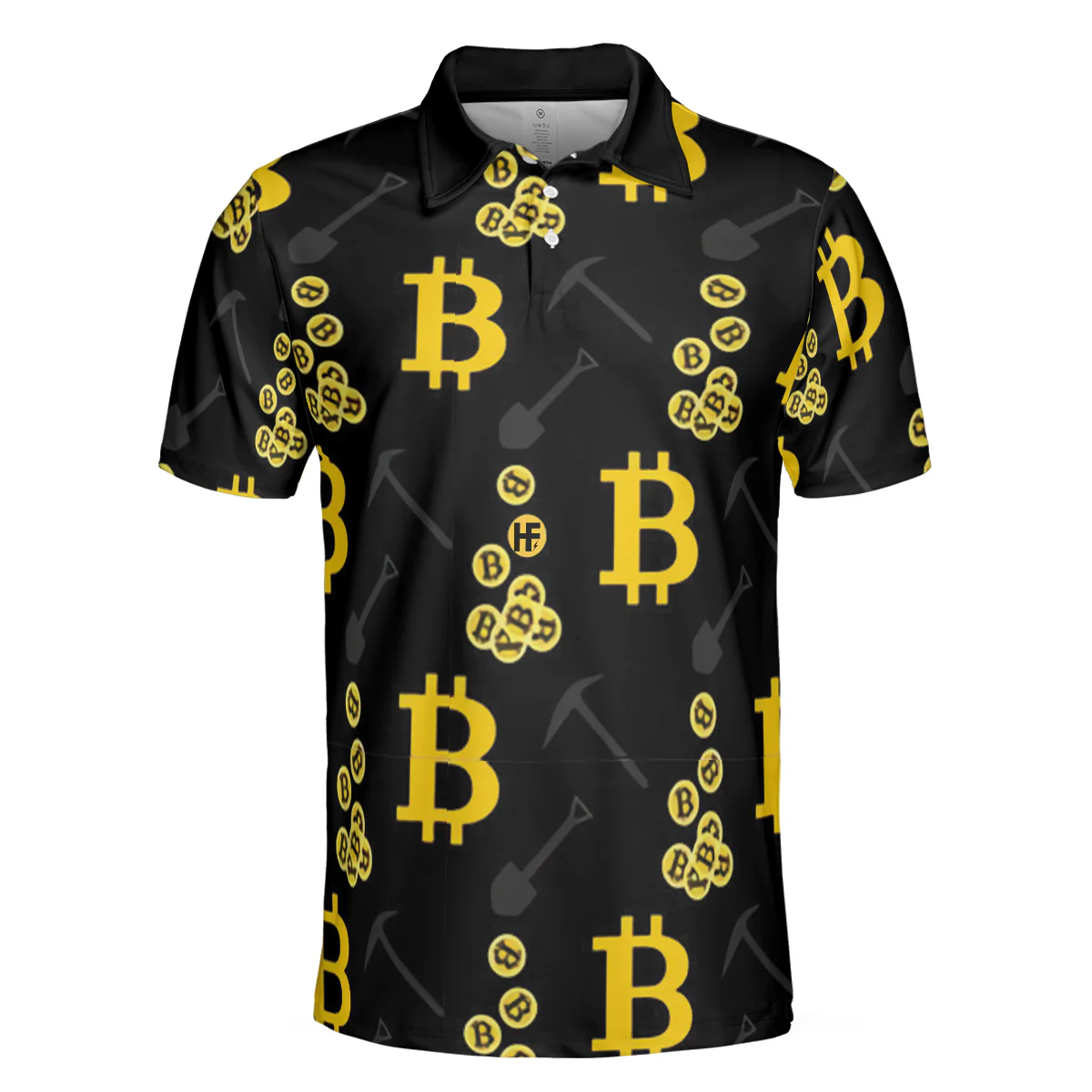 Men Polo Shirt - Bitcoin Seamless Pattern Cryptocurrency Polo Shirt, Crypto Mining Polo Shirt, Best Bitcoin Shirt For Men - Image 2