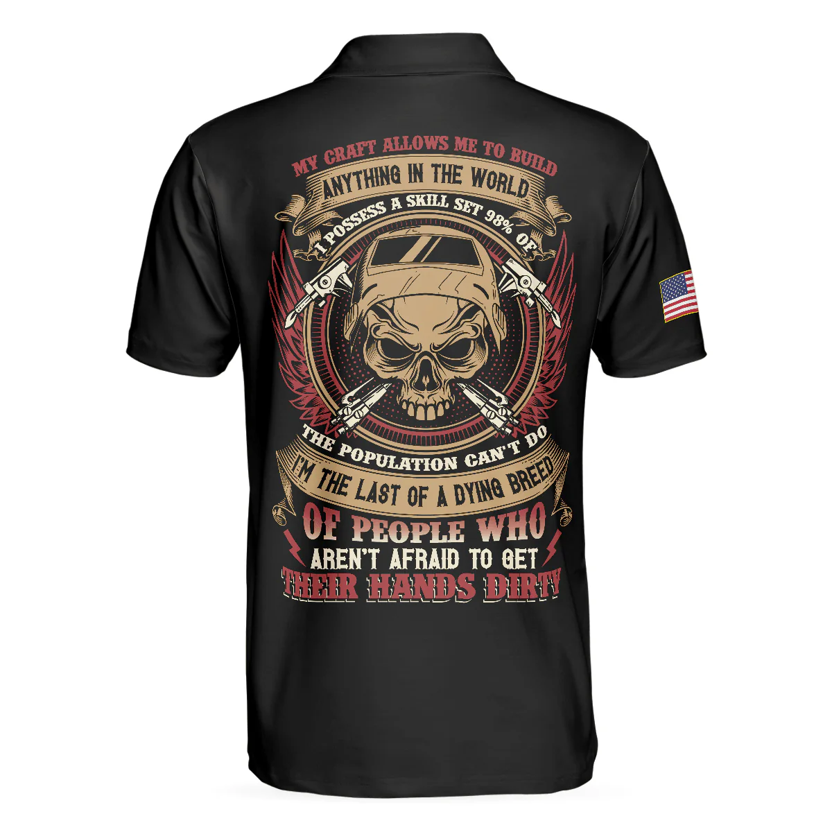 Men Polo Shirt - Boilermaker My Craft Allows Me To Build Anything Polo Shirt, Skull Polo Shirt, Boilermaker Shirt For Men - Image 2