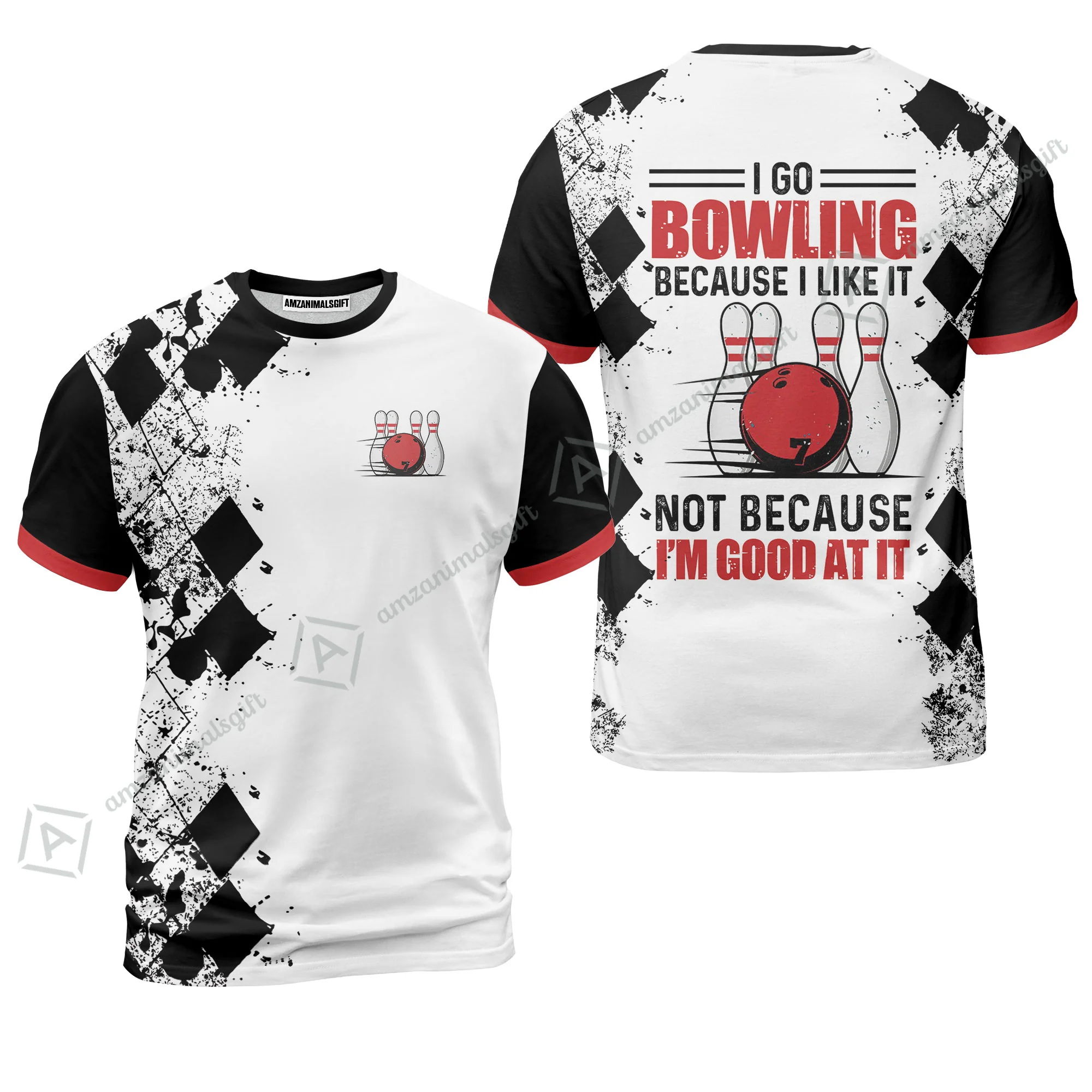 Men Polo Shirt - I Go Bowling Because I Like It Men Polo Shirt, Black Argyle Pattern Shirt Design, Best Polo Style Bowling Shirt - Image 8