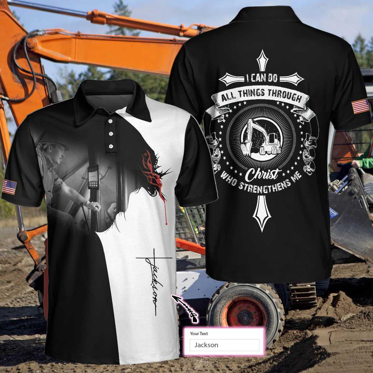 Men Polo Shirt - Personalized Heavy Equipment Operator Polo Shirt, I Can Do All Things Custom Polo Shirt, Heavy Equipment Operator Polo Shirt For Men