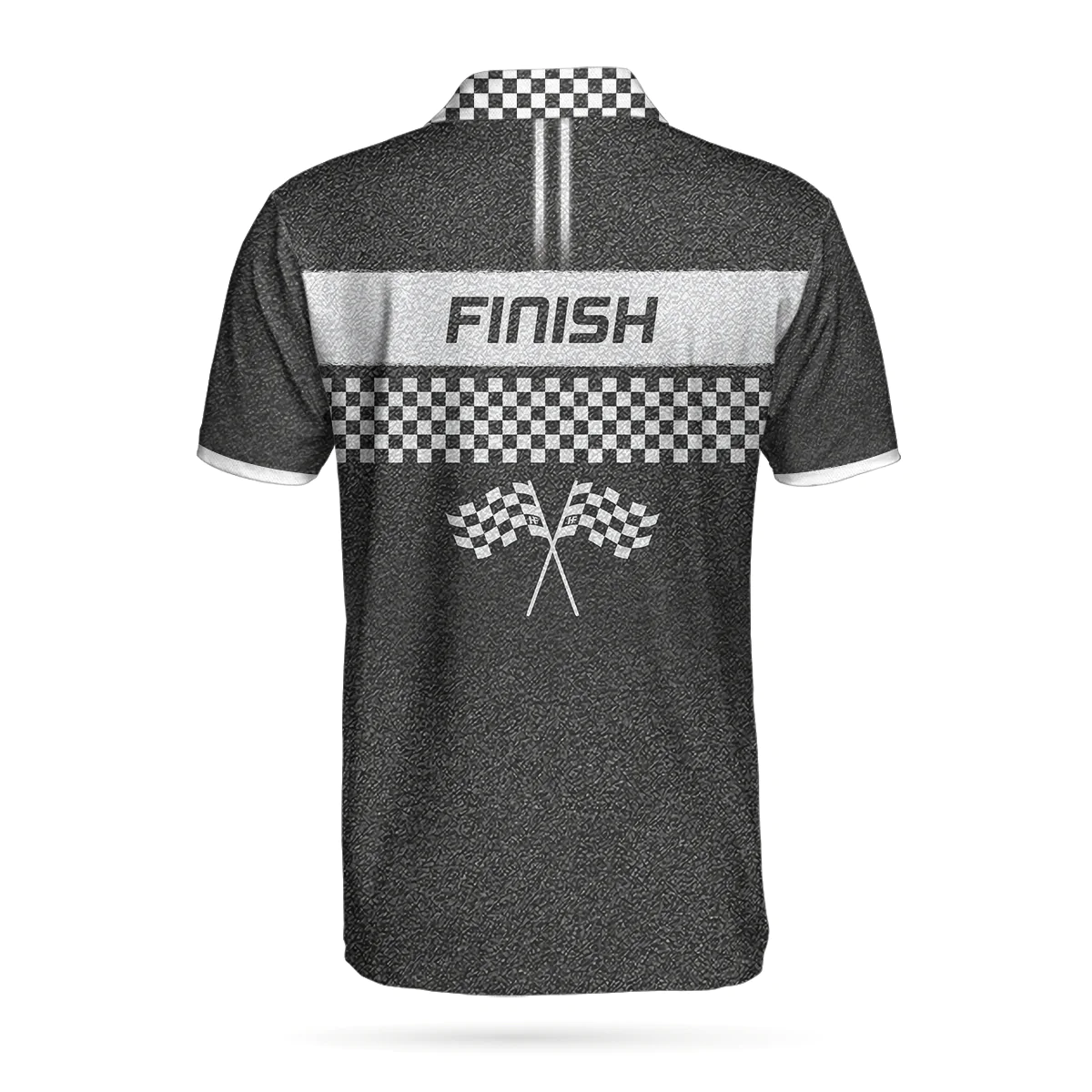 Men Skull Polo Shirt - Racing Start And Finish Polo Shirt, Black And White Checker Pattern Polo Shirt, Best Racing Shirt For Men - Image 3