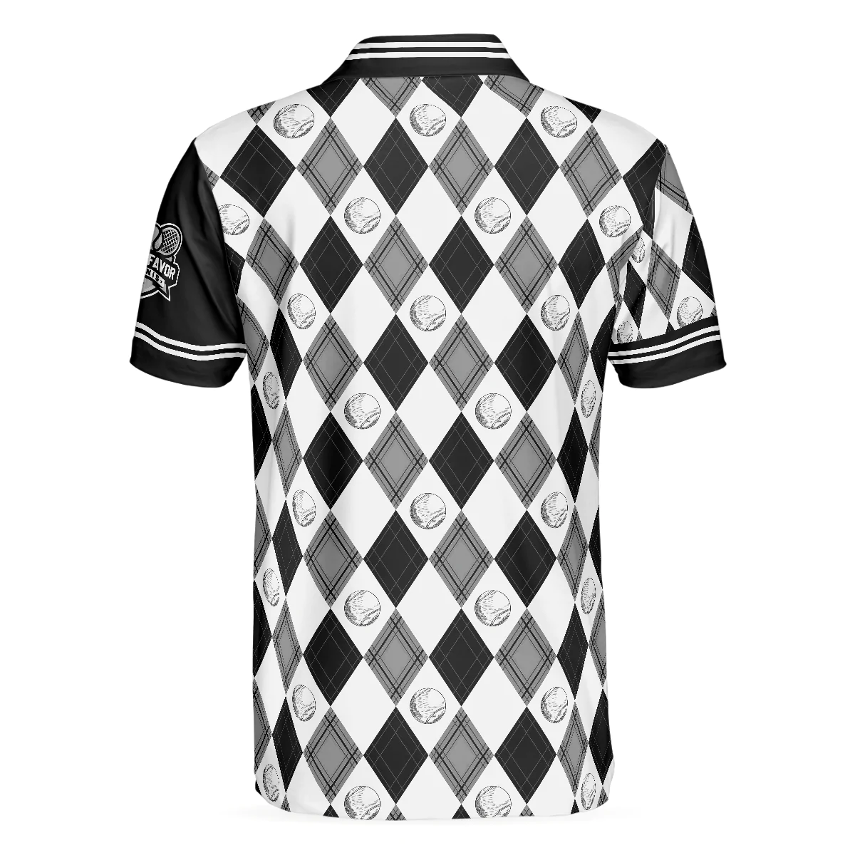 Men Tenis Polo Shirt - Love Means Nothing Tennis Polo Shirt - Tennis Ball Argyle Pattern Polo Shirt For Men, Tennis Players - Image 2
