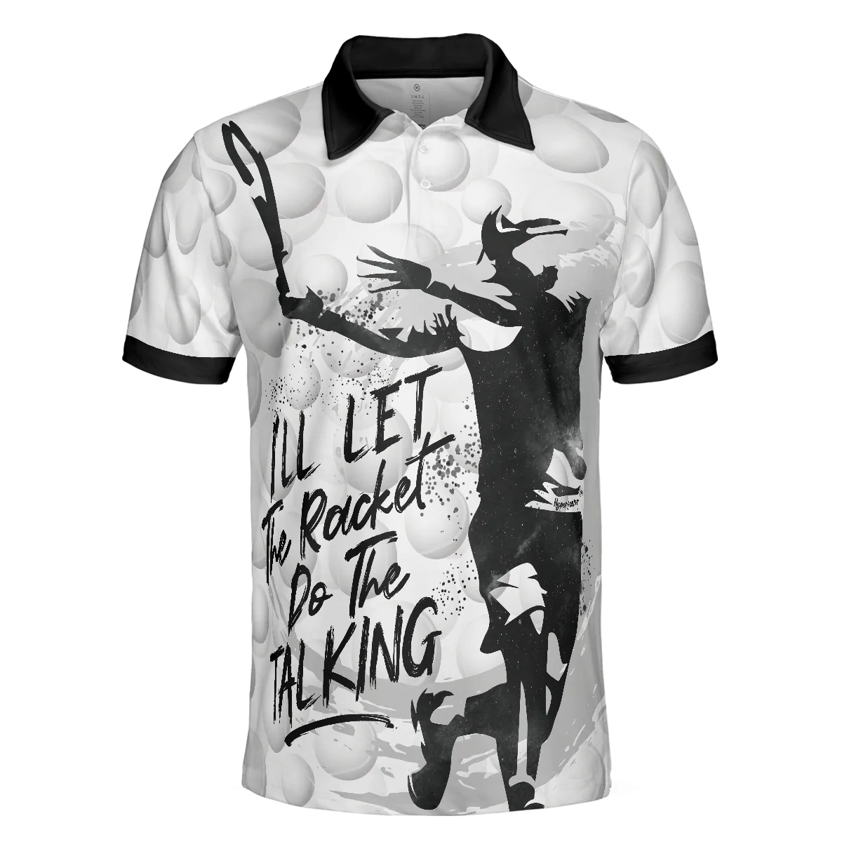 Men Tennis Polo Shirt - Tennis Ball Men Polo Shirt, I'll Let The Racket Do The Talking Polo Shirt, Best Tennis Shirt For Men, Gift For Tennis Lovers - Image 3