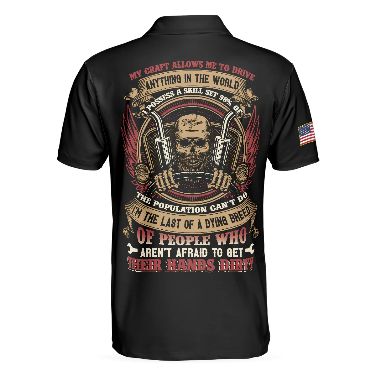 Men Trucker Polo Shirt - Trucker My Craft Allows Me To Drive Anything Polo Shirt, Skull Truck Driver American Flag Polo Shirt - Perfect Gift For Men - Image 2