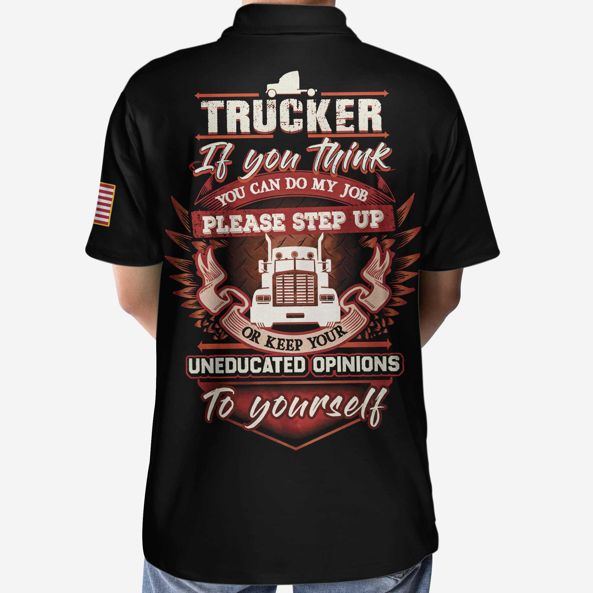 Men Trucker Polo Shirt - Trucker Proud Skull Polo Shirt, If You Think You Can Do My Job Polo Shirt, Best Trucker Shirt - Perfect Gift For Men, Trucker - Image 4