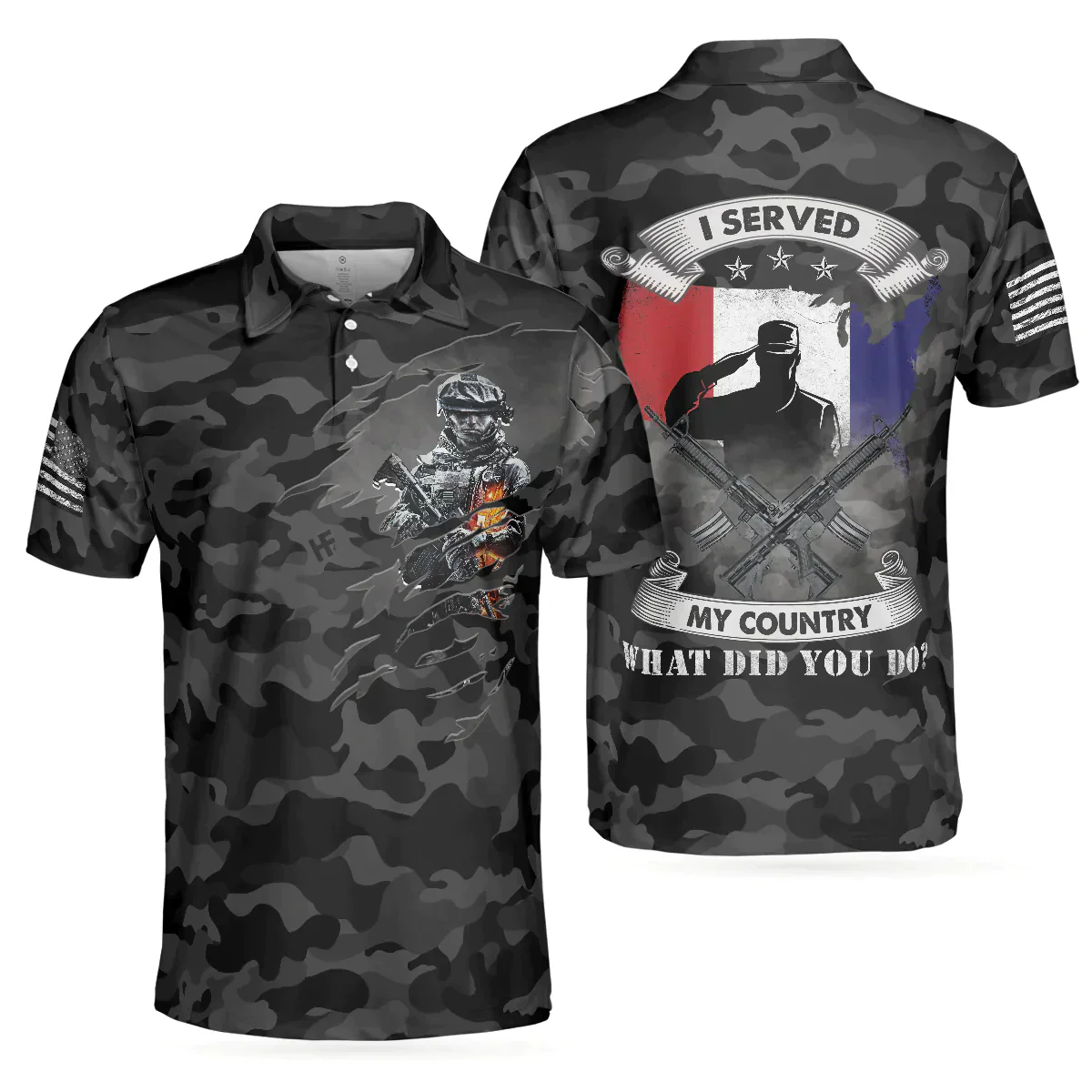 Men Veteran Polo Shirt - Dark Colored Camouflage Veteran Men Polo Shirt, I Served My Country Polo Shirt, Best Gift For Veterans