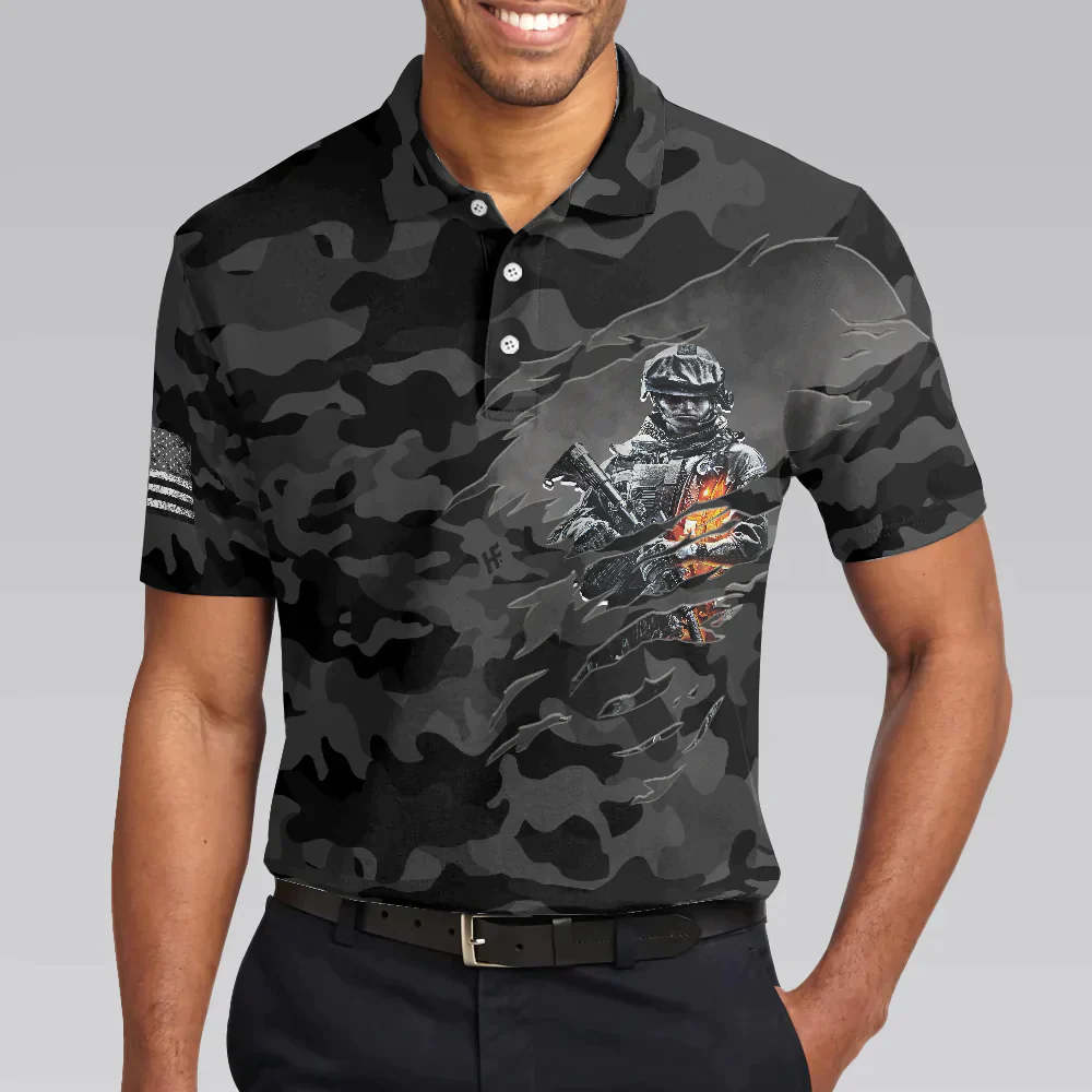 Men Veteran Polo Shirt - Dark Colored Camouflage Veteran Men Polo Shirt, I Served My Country Polo Shirt, Best Gift For Veterans - Image 4