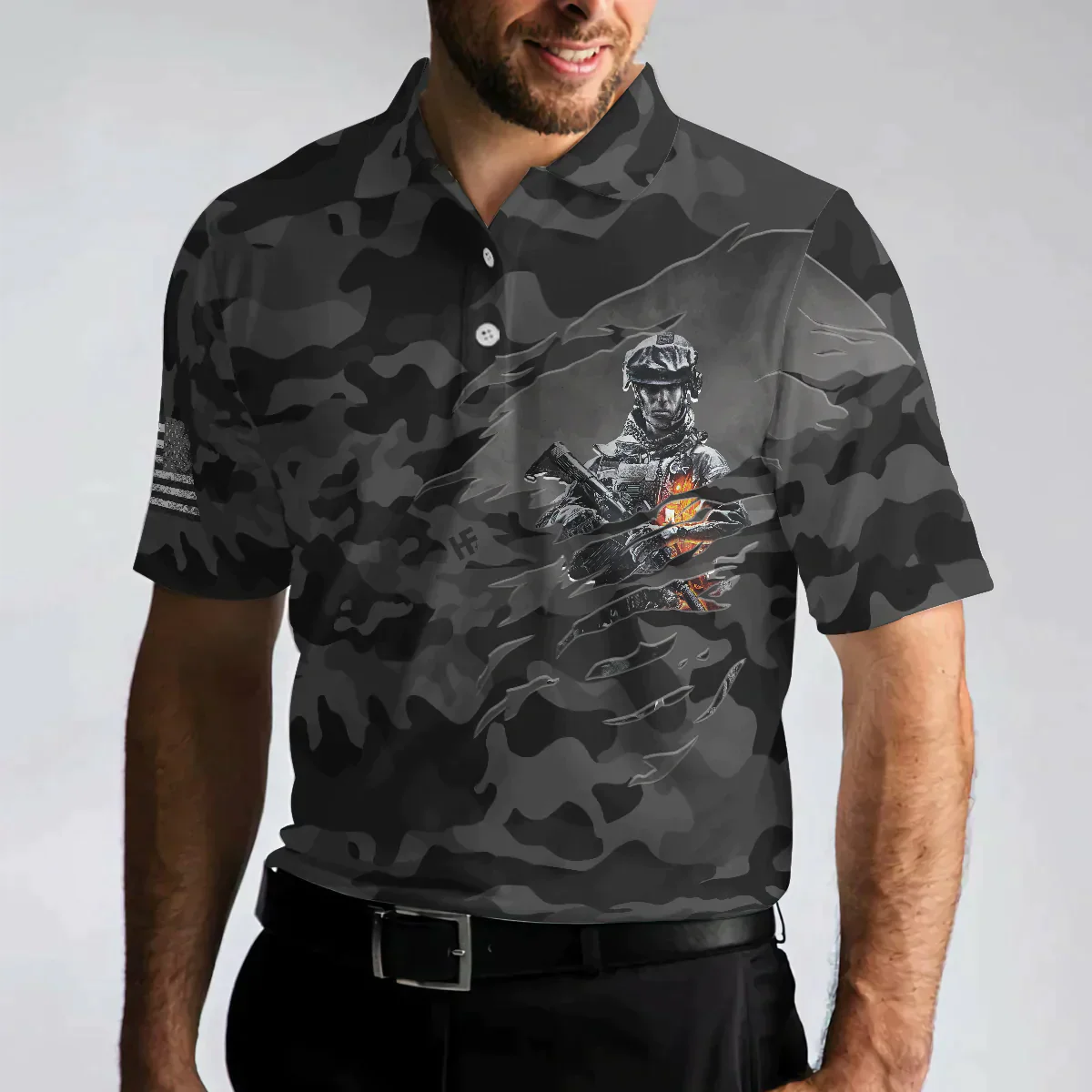 Men Veteran Polo Shirt - Dark Colored Camouflage Veteran Men Polo Shirt, I Served My Country Polo Shirt, Best Gift For Veterans - Image 5