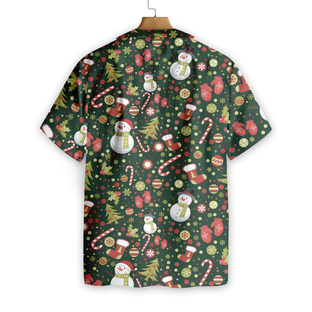 Merry Christmas Pattern Hawaiian Shirt, Snowman Hawaiian Shirt - Perfect Gift For Lover, Friend, Family - Image 2