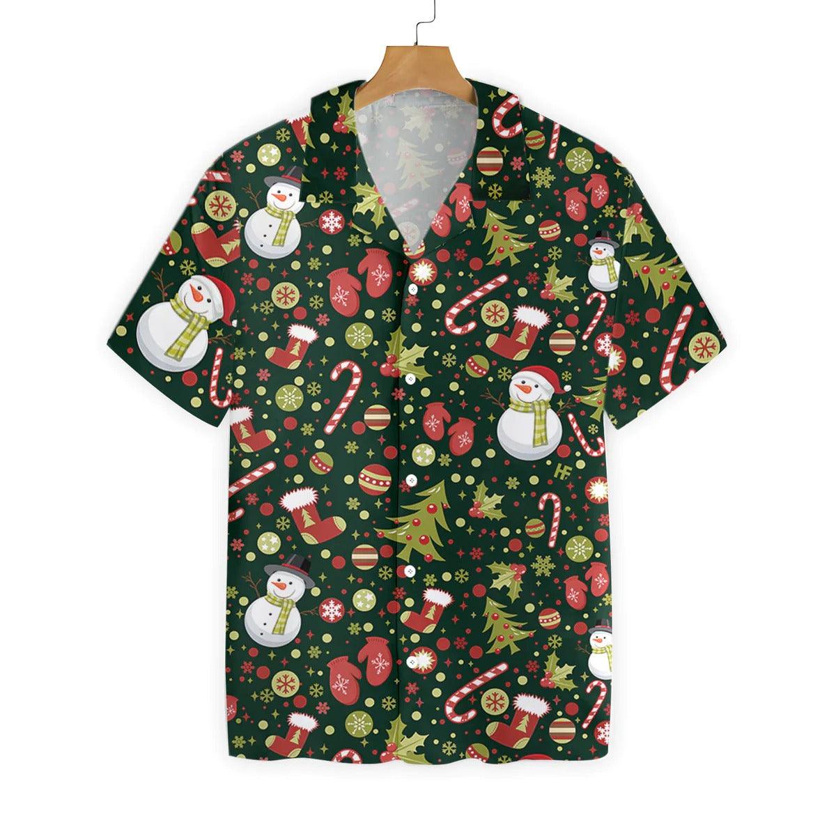 Merry Christmas Pattern Hawaiian Shirt, Snowman Hawaiian Shirt - Perfect Gift For Lover, Friend, Family - Image 3