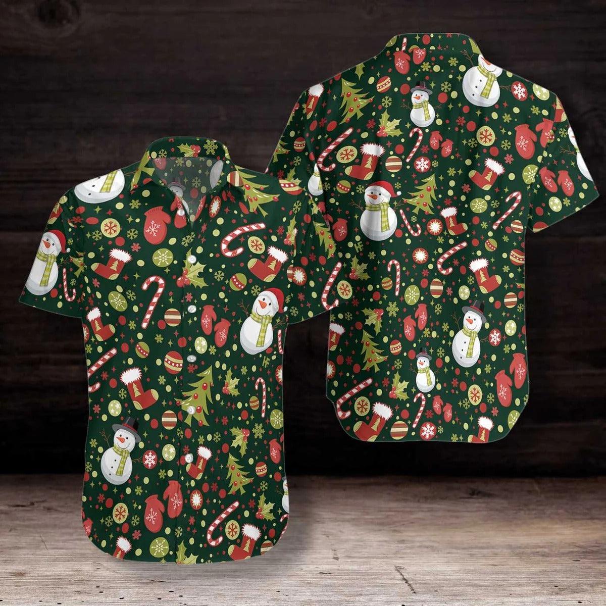 Merry Christmas Pattern Hawaiian Shirt, Snowman Hawaiian Shirt - Perfect Gift For Lover, Friend, Family - Image 4