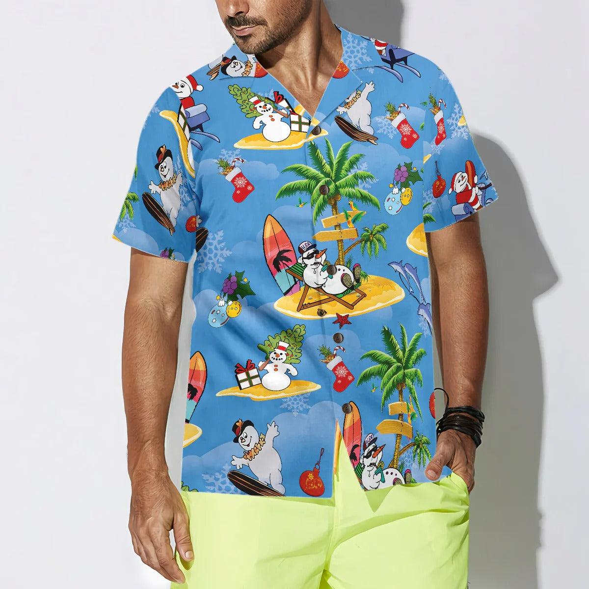 Merry Christmas Santa Claus Hawaiian Shirt, Sled Dolphins Hawaiian Shirt - Perfect Gift For Lover, Friend, Family