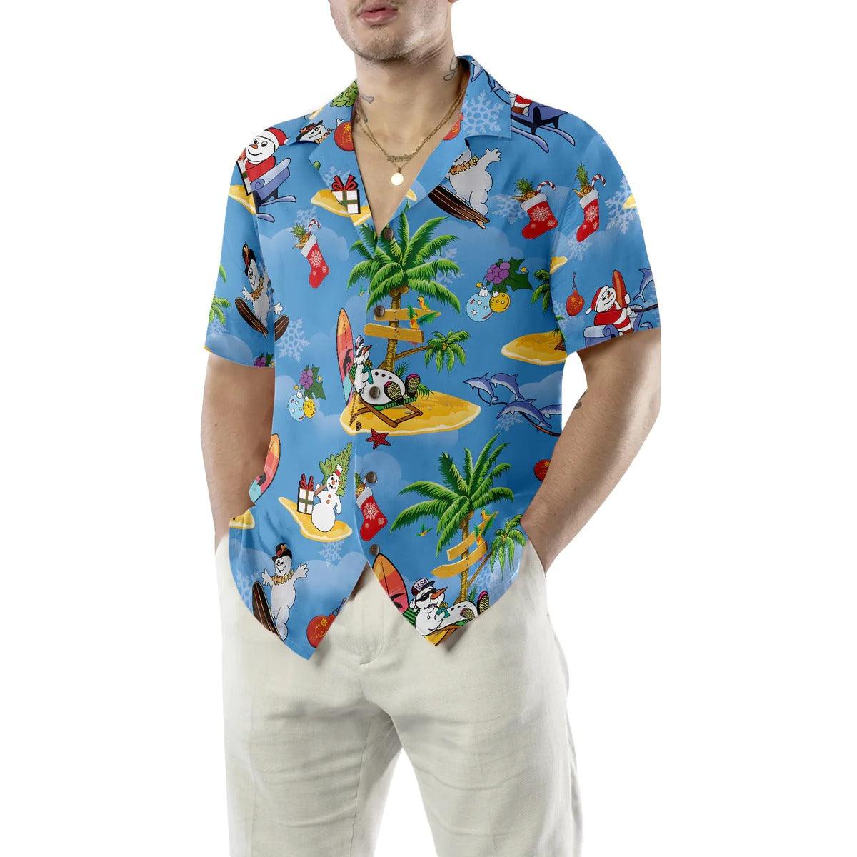 Merry Christmas Santa Claus Hawaiian Shirt, Sled Dolphins Hawaiian Shirt - Perfect Gift For Lover, Friend, Family - Image 3