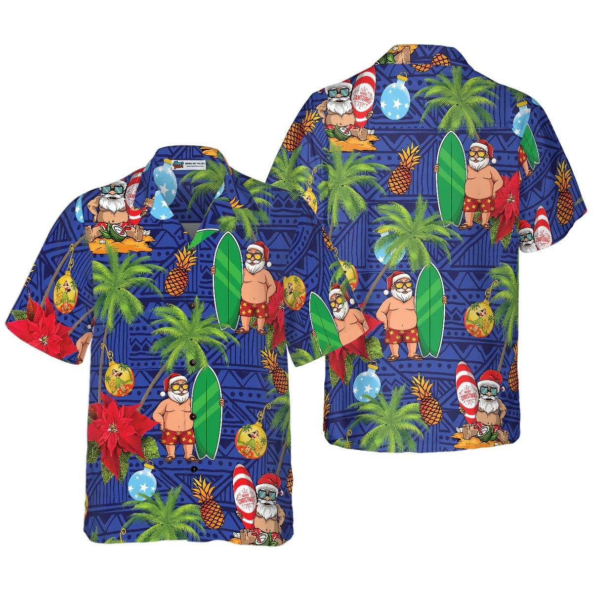 Merry Christmas Santa Claus Surf Hawaiian Shirt, Pineapple Hawaiian Shirt - Perfect Gift For Christmas, Friend, Family - Image 2