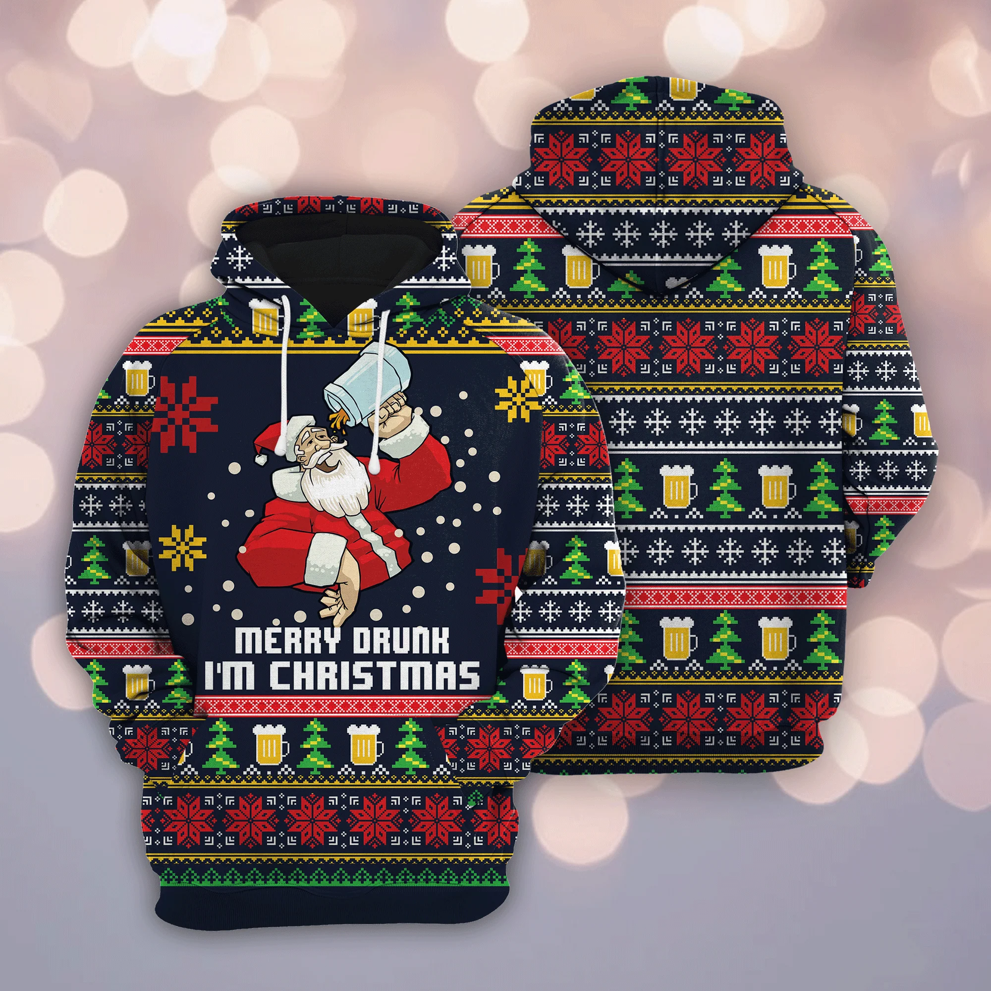 Merry Drunk Im christmas Pullover Premium Hoodie, Perfect Outfit For Men And Women On Christmas New Year Autumn Winter - Image 3