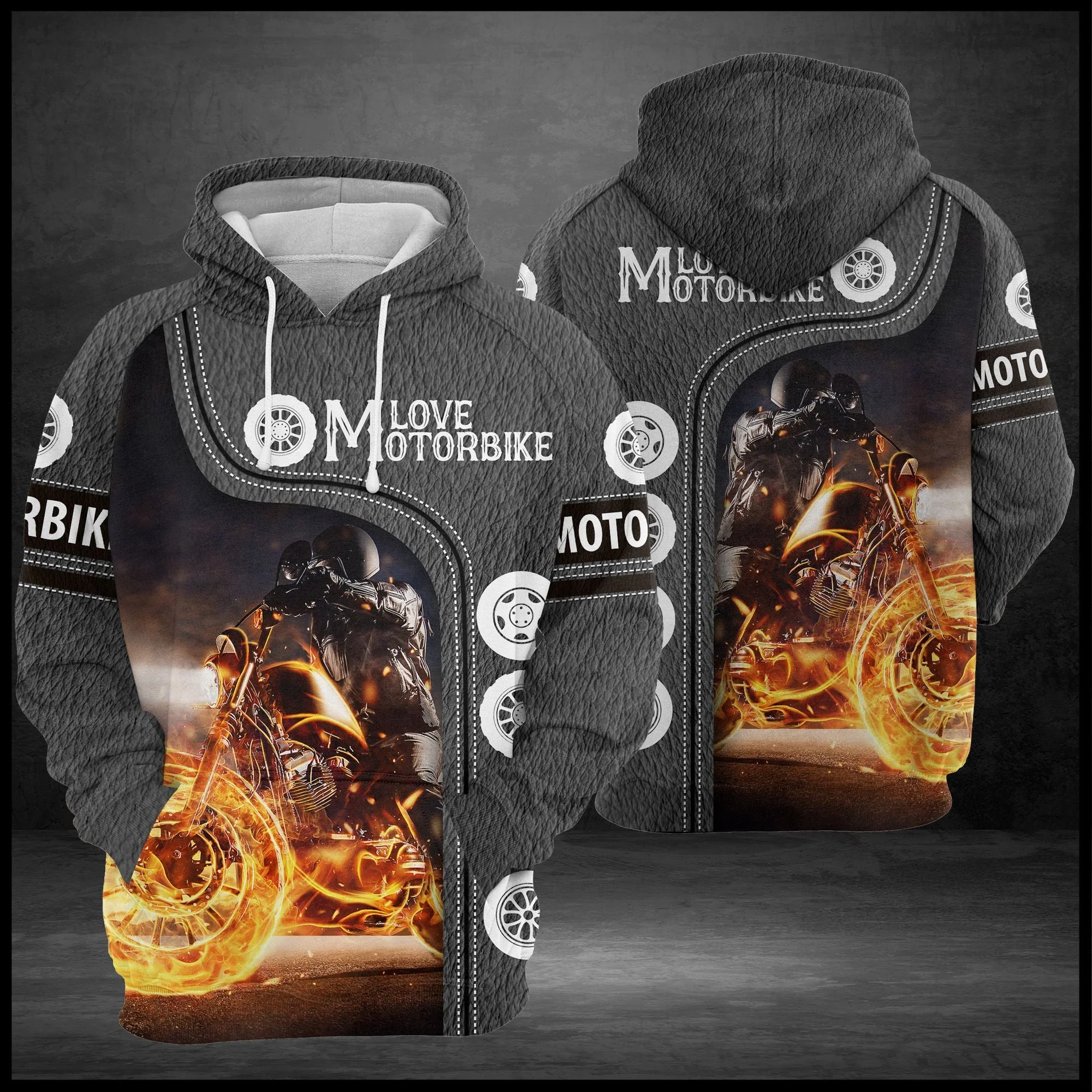 Motorbike Fire Pullover Premium Hoodie, Perfect Outfit For Men And Women On Christmas New Year Autumn Winter