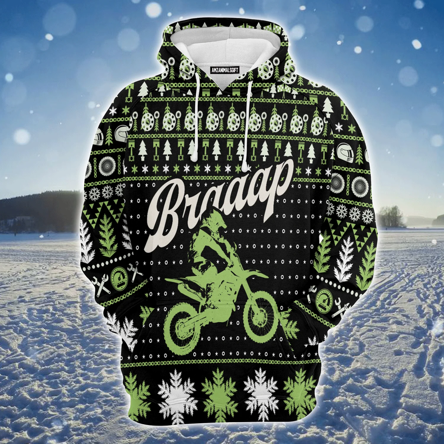 Motorcycle Racing Premium Christmas Hoodie, Braaap Moto Unisex Hoodie For Men & Women - Perfect Gift For Christmas, Racing Lover - Image 2