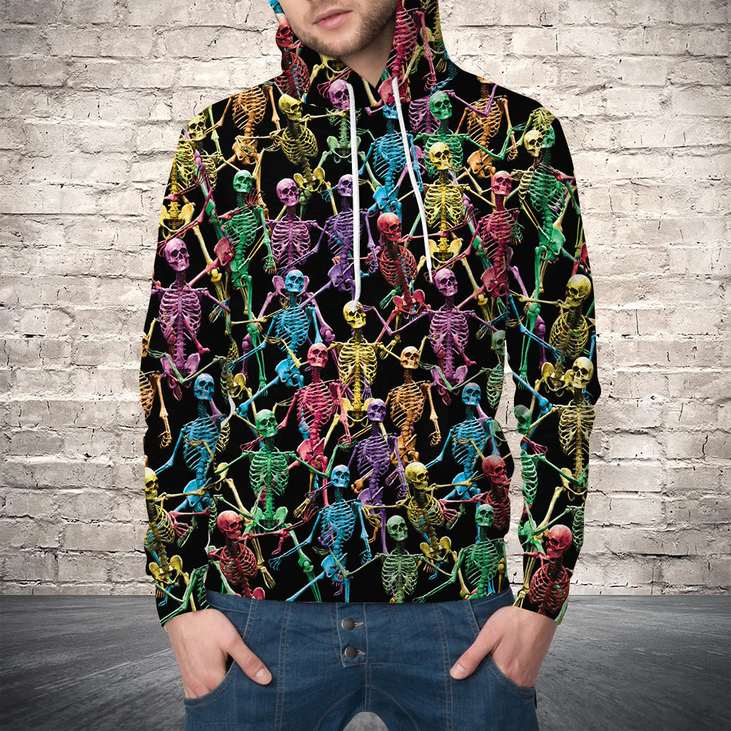 Multicolor Skeleton Pullover Premium Hoodie, Perfect Outfit For Men And Women On Christmas New Year Autumn Winter - Image 3