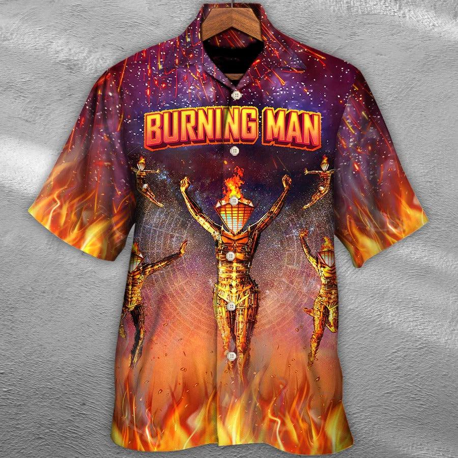 Music Hawaiian Shirt, Music Event Burning Man Hawaiian Shirt, Music Built To Burn Burning Man Aloha Shirt For Men - Perfect Gift For Music Lovers - Image 2