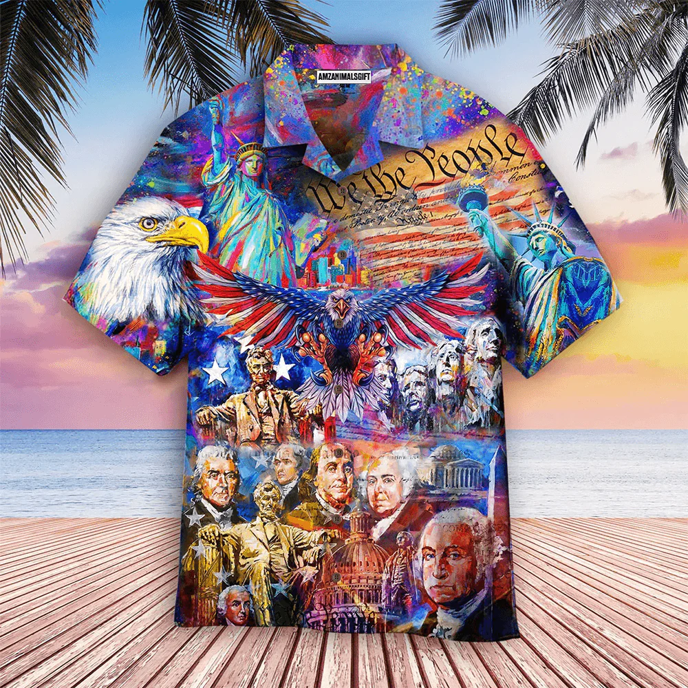 My Patriotic Heart We The People American Independence Day Aloha Hawaiian Shirts For Men Women, US Flag Eagle Hawaiian Shirt, 4th July Gift For Summer - Image 2
