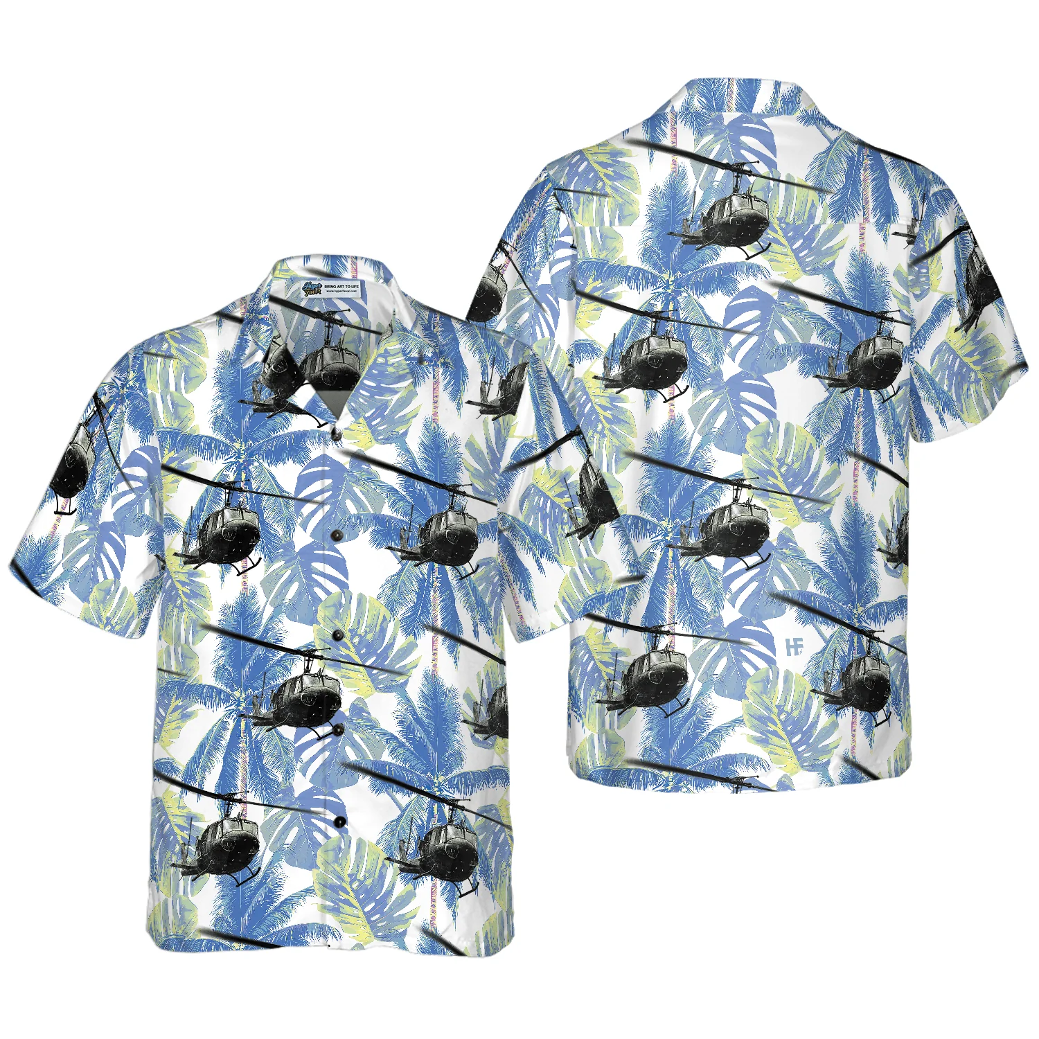 Navy Bell Twin Huey Tropical Hawaiian Shirt, Colorful Summer Aloha Shirt For Men Women, Perfect Gift For Friend, Family