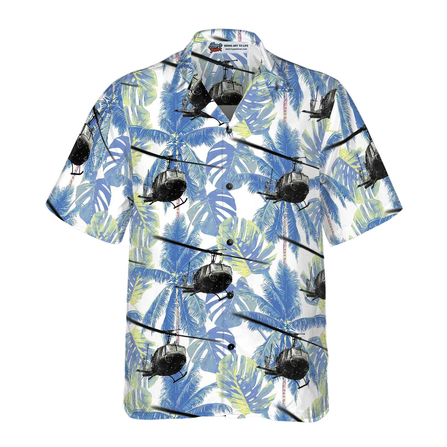 Navy Bell Twin Huey Tropical Hawaiian Shirt, Colorful Summer Aloha Shirt For Men Women, Perfect Gift For Friend, Family - Image 3
