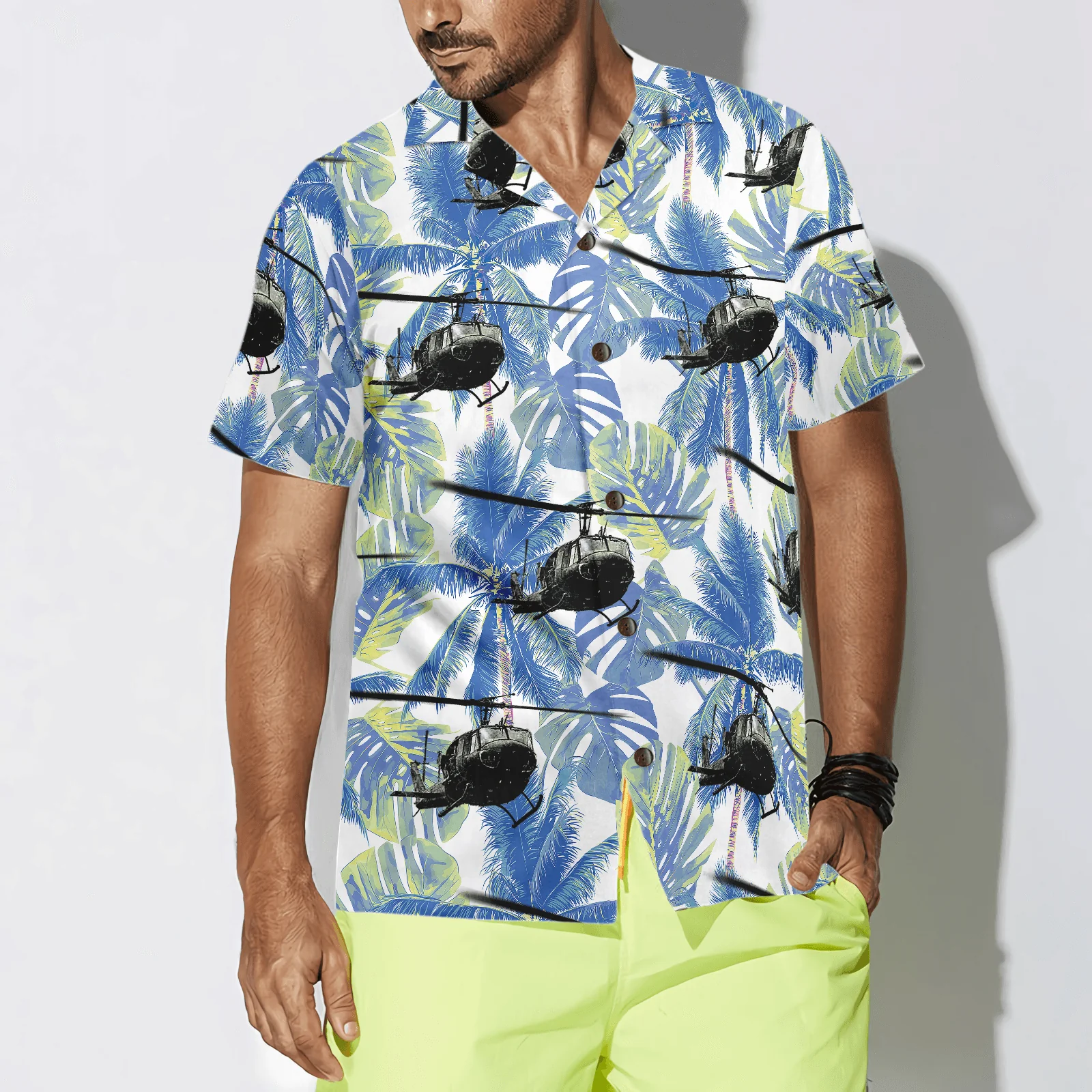 Navy Bell Twin Huey Tropical Hawaiian Shirt, Colorful Summer Aloha Shirt For Men Women, Perfect Gift For Friend, Family - Image 4
