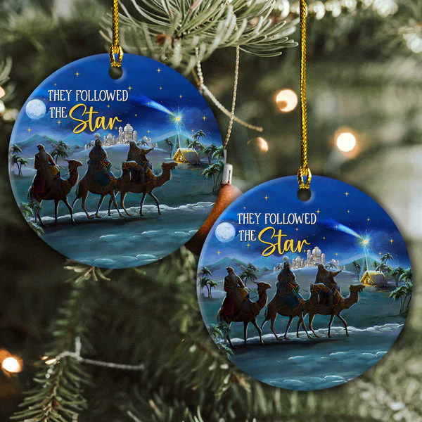 Night In Desert Ceramic Christmas Ornament - They Followed The Star Circle Ceramic Ornament, Perfect Gift For Christmas, Holiday Decor - Image 4
