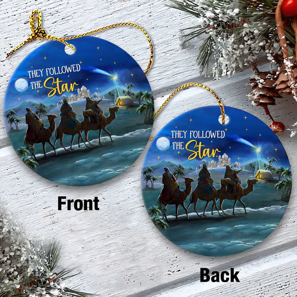 Night In Desert Ceramic Christmas Ornament - They Followed The Star Circle Ceramic Ornament, Perfect Gift For Christmas, Holiday Decor - Image 5