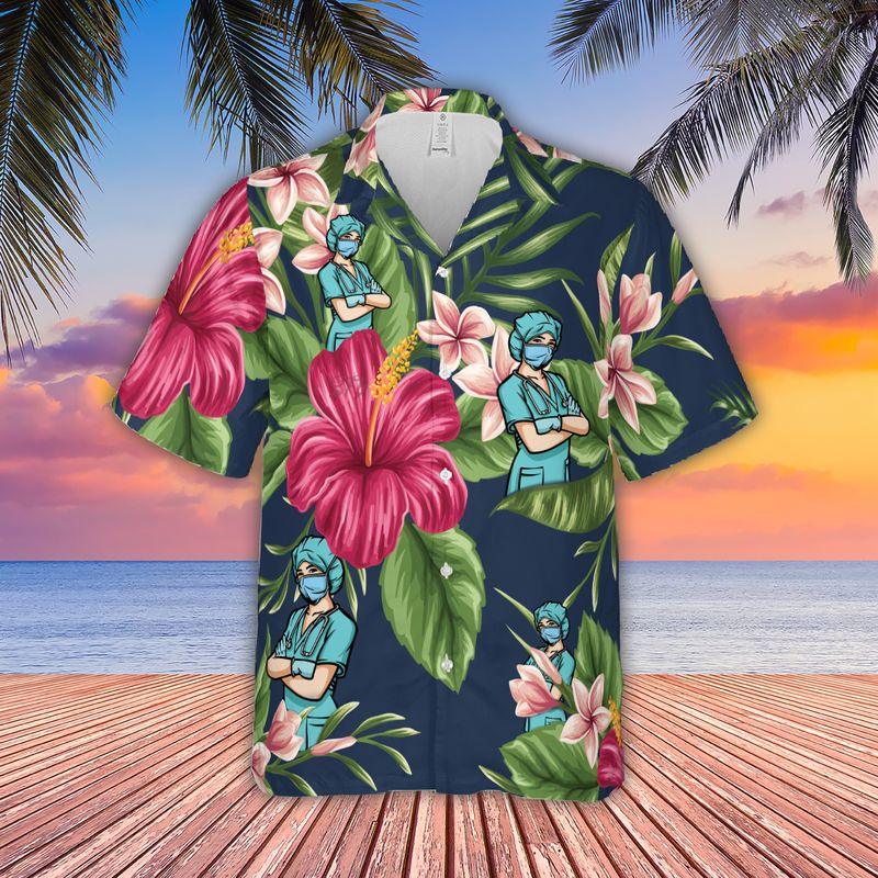 Nurse Aloha Hawaiian Shirts For Summer, Tropical Hawaiian Clothing Men Women For Nurse Beach, Nursing Gift For Friend, Family, Nurse Lovers