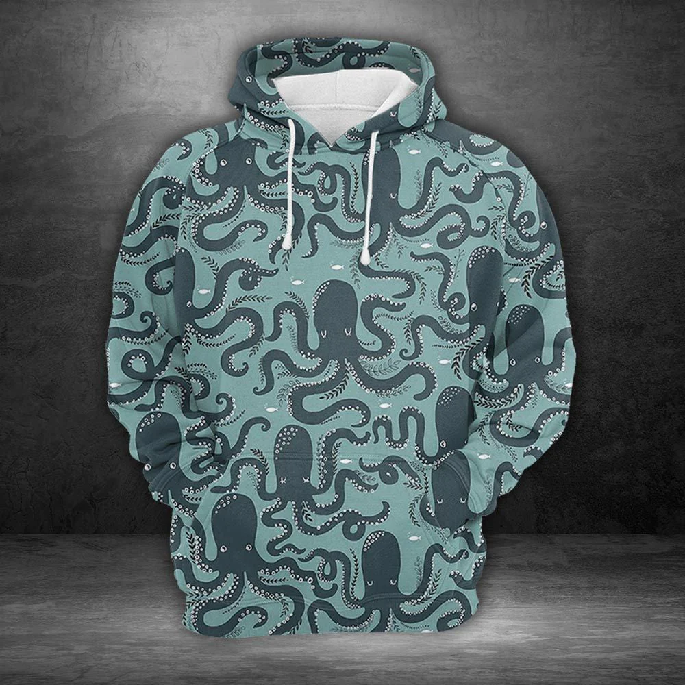 Octopus Pattern Pullover Premium Hoodie, Perfect Outfit For Men And Women On Christmas New Year Autumn Winter - Image 3