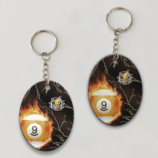 One Last Shot Billiard 9 Ball Fire Flame Acrylic Keychain - Christmas Gift For Billiard Lovers, Billiard Team Players - Image 2