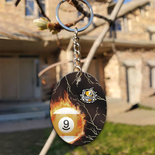 One Last Shot Billiard 9 Ball Fire Flame Acrylic Keychain - Christmas Gift For Billiard Lovers, Billiard Team Players - Image 3
